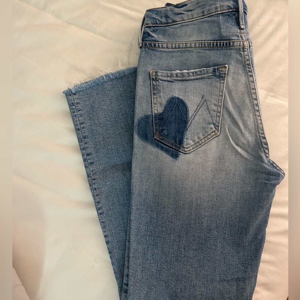 MOTHER Blue Heart Patch Jeans